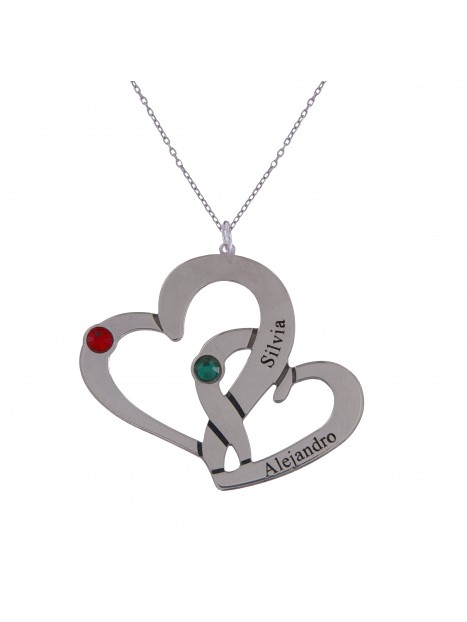 Colgante De Plata Con Corazones Entrelazados Personalizado