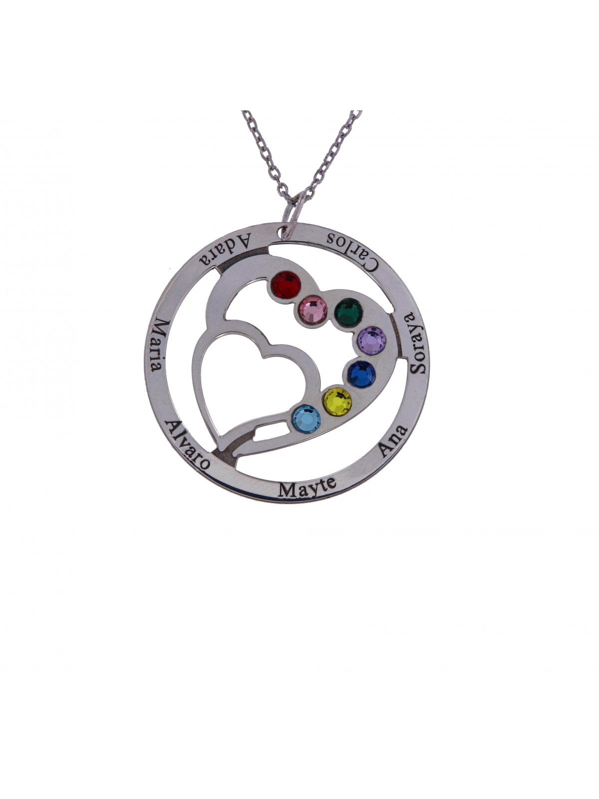 Colgante Personalizado De Plata Con Corazón Y Detalles en Color