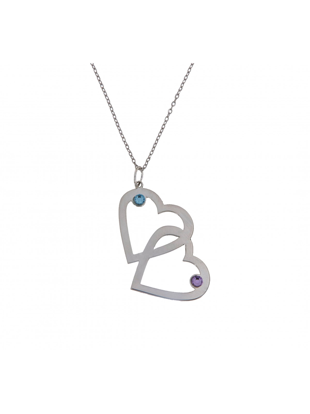 Gargantilla De Plata Con Corazones Entrelazados Y Circonitas De Color