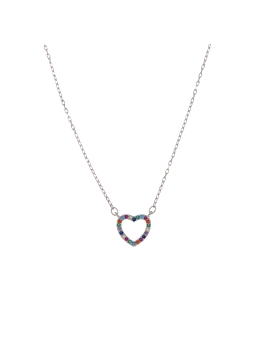 Gargantilla plata corazón con circonitas de colores