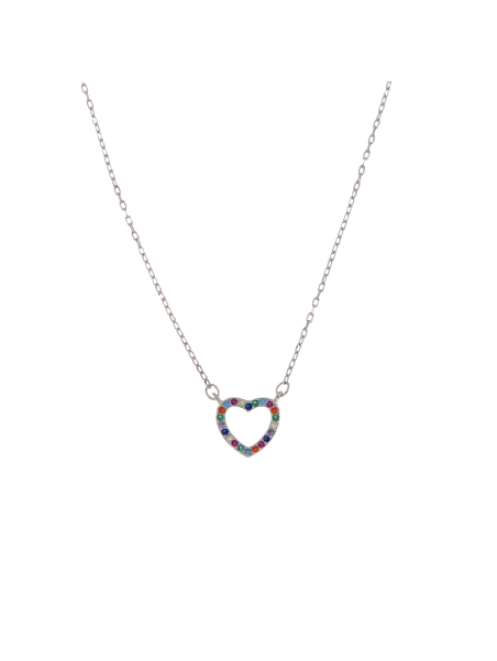 Gargantilla plata corazón con circonitas de colores