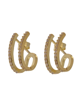 Aros Dorados en Espiral con Circonitas de Plata 925
