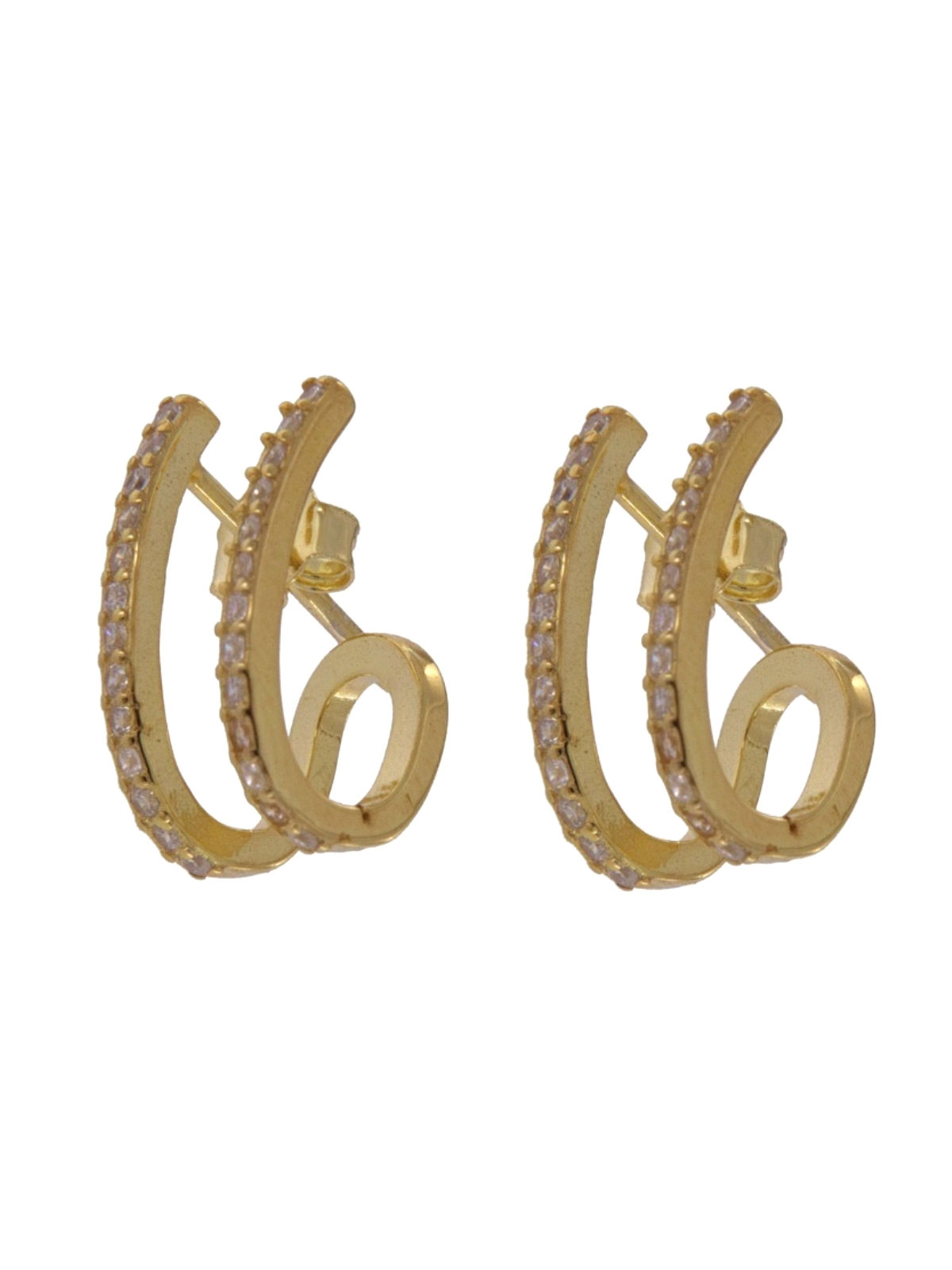 Aros Dorados en Espiral con Circonitas de Plata 925