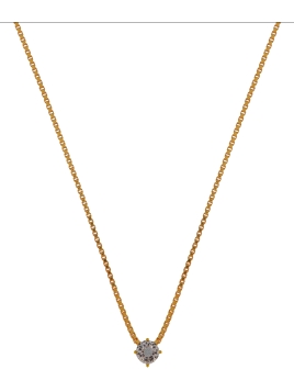 <p>Cadena de plata de 45 cm adornado con una circonita blanca de 3 mm </p>
<p>Material: Plata de Ley 925</p>
<p>Acabado: Baño de